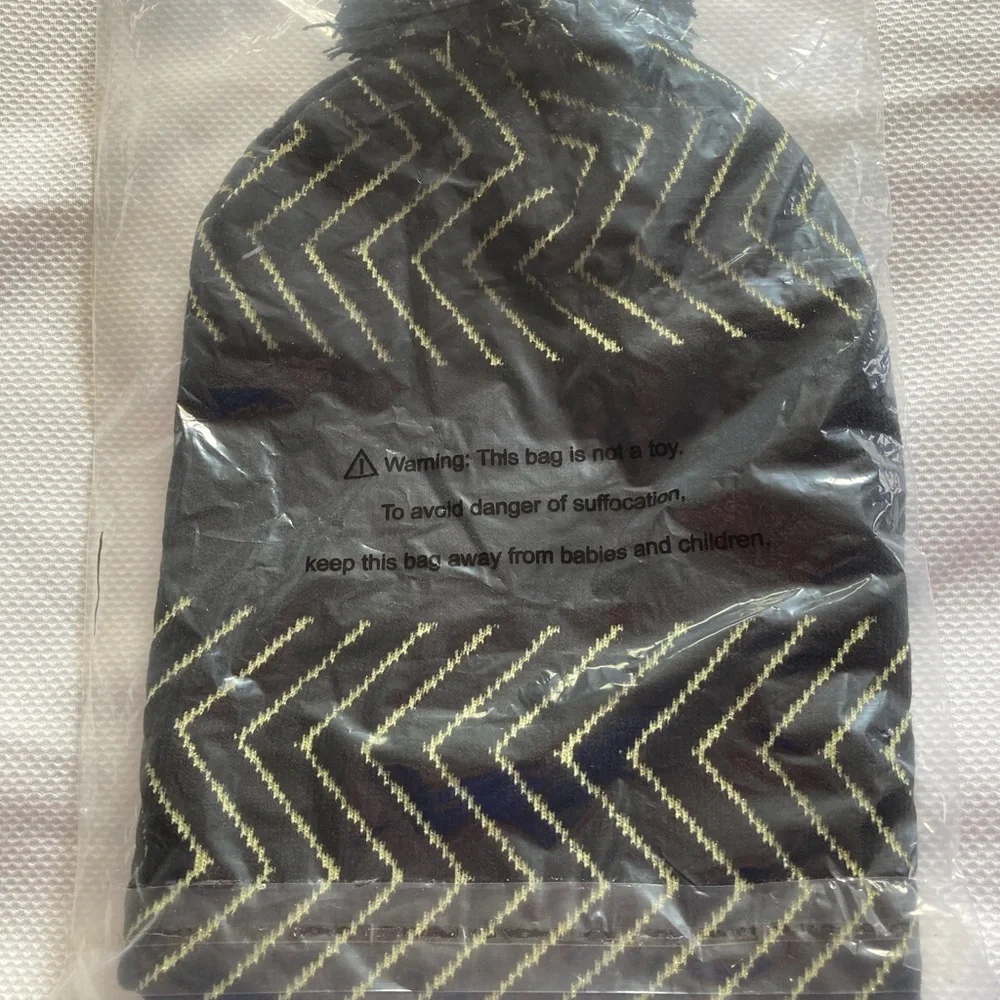 Zumba Fitness Black and Gold Chevron Pom Pom Beanie - Picture 2 of 5
